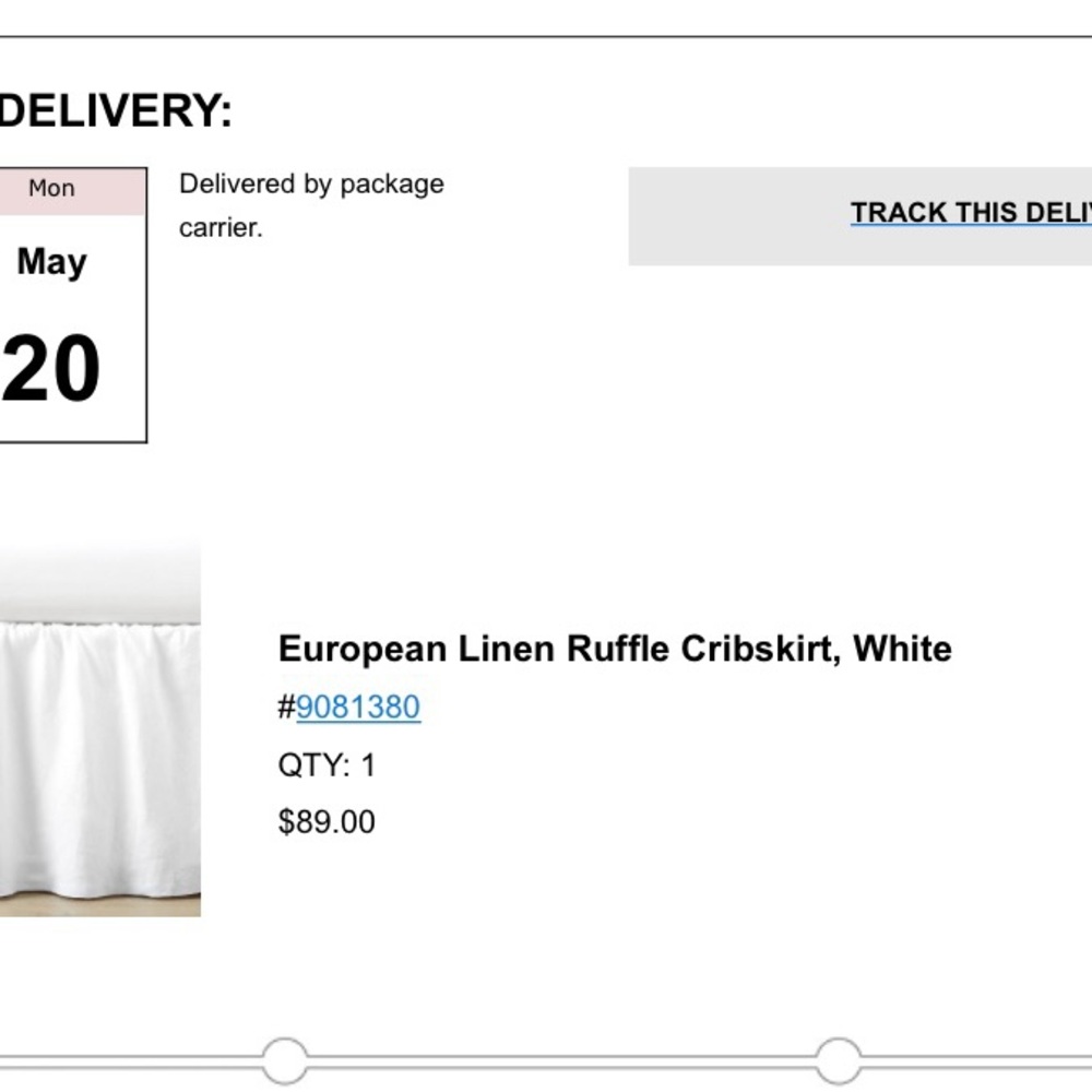 Pottery Barn Kids White Linen Crib Skrt NWT